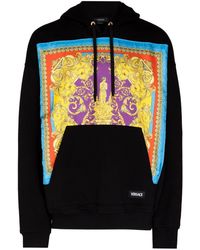 Versace - Baroque-panelled Pullover Hoodie - Lyst