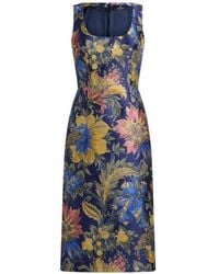 Etro - Cotton-Blend Jacquard Midi Dress With Floral Motif - Lyst