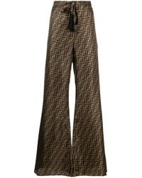 Fendi - Ff Silk Wide-leg Trousers - Lyst