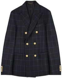 Incotex - Chaqueta De Lana A Cuadros Con Botonadura Doble - Lyst