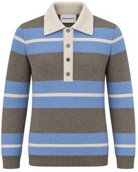 Amaranto - Striped Polo-Collar Sweater - Lyst