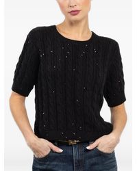 FRAME - Cable-Knit Embellished Top - Lyst