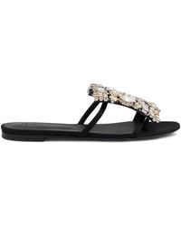 Rabanne - Crystal-Embellished Flat Sandals - Lyst