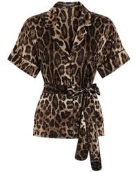 Dolce & Gabbana - Leopard-print Tie-waist Shirt - Lyst