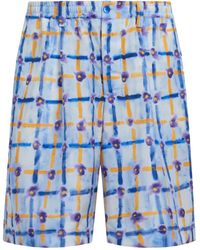 Marni - Abstract-print Silk Bermuda Shorts - Lyst