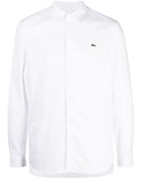 Lacoste - Popeline-Hemd Mit Logo-Stickerei - Lyst
