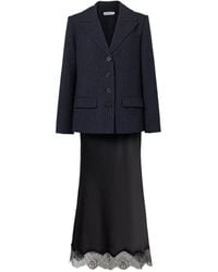 Self-Portrait - Robe-Blazer Mi-Longue En Satin - Lyst