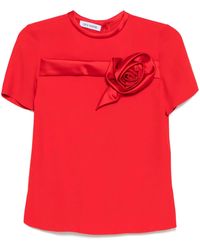 Dice Kayek - T-Shirt Met Geborduurde Roos - Lyst