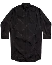 Balenciaga - Hemdkleid mit diagonalem Logo-Print - Lyst