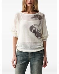 Miss Sixty - Cherry-Print Batwing-Sleeve Sweater - Lyst