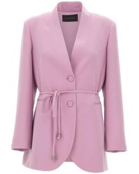 Elena Miro - Belted Collarless Blazer - Lyst