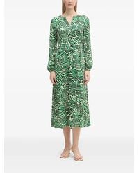 MARC AUREL - Abstract-Print Long-Sleeve Midi Dress - Lyst