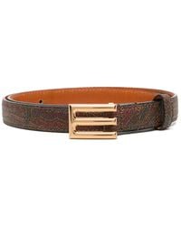Etro - Logo-Buckle Paisley Leather Belt - Lyst