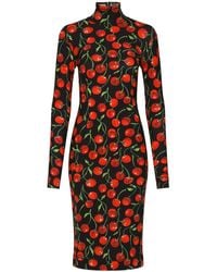 Dolce & Gabbana - Cherry-print Midi Dress - Lyst