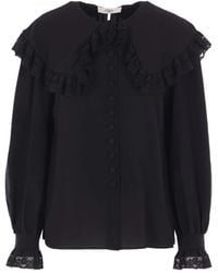 Chloé - Lace-Trimmed Ruffled Top - Lyst