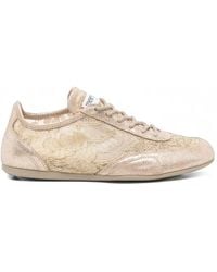 Jimmy Choo - Lace-Panelled Metallic Sneakers - Lyst