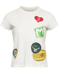 MM6 by Maison Margiela - Sticker-Print Cotton T-Shirt - Lyst
