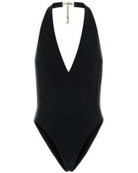 Saint Laurent - Halterneck Swimsuit - Lyst