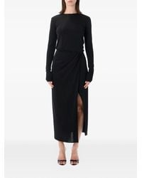 ANDAMANE - Long-Sleeves Slit Midi Dress - Lyst
