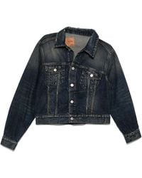Balenciaga - Off-Shoulder Denim Jacket - Lyst