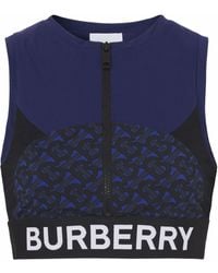 Burberry - Tb Monogram Zipped Crop Top - Lyst