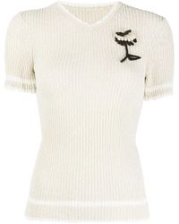 Maison Margiela - Floral-Appliqué Ribbed Top - Lyst