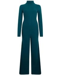 Alberta Ferretti - Ribbed-Knit High-Neck Jumpsuit - Lyst