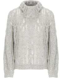 Panicale - Lochstrick-Pullover mit Pailletten - Lyst