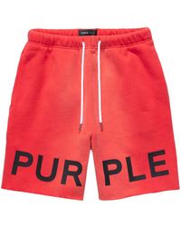 Purple Brand - Short de sport en coton à logo imprimé - Lyst