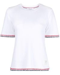 Thom Browne - T-shirt en coton à bande tricolore - Lyst
