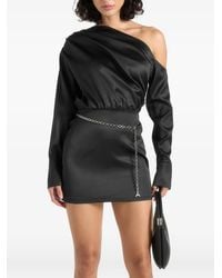 Manière De Voir - One-Shoulder Draped Chain-Belt Satin Mini Dress - Lyst