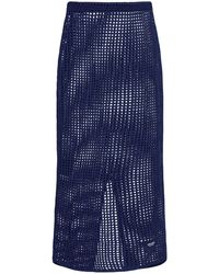 Prada - Openwork-knit Cotton Midi Skirt - Lyst