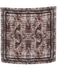 Elisabetta Franchi - Silk Twill Foulard Scarf With Alligator Print - Lyst