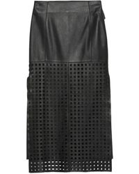 Emporio Armani - Darted-Seams Leather Cut-Out Skirt - Lyst