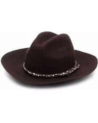 Golden Goose - Coffee-brown Hat With Studded Leather Strap - Lyst