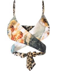 Roberto Cavalli - Graphic-print Reversible Bikini Top - Lyst