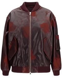 Valstar - Chaqueta Bómber De Piel Con Efecto Fruncido - Lyst