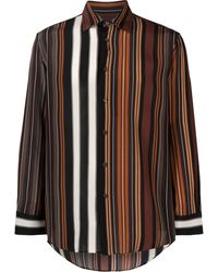 Etro - Striped Long-sleeve Silk Shirt - Lyst