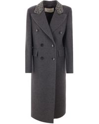 Blumarine - Embroidered Double-Breasted Coat - Lyst