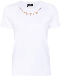 Elisabetta Franchi - T-Shirt mit Logo-Ketten - Lyst