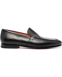 Santoni - Almond-toe Leather Loafers - Lyst