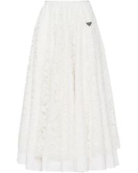 Prada - Midirock Aus Blumenspitze - Lyst