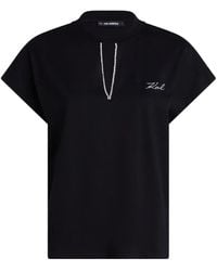 Karl Lagerfeld - Camiseta con abertura en el cuello - Lyst