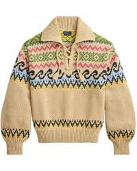 Polo Ralph Lauren - Fair Isle Lace-Up Sweater - Lyst