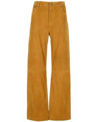 Loewe - Suede-Finish Wide-Leg Trousers - Lyst
