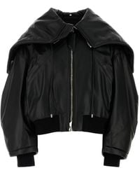 The Attico - Leren Jack Met Oversized Kraag - Lyst
