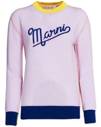 Marni - Crew Neck Sweater With Logo - Lyst