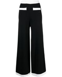 Karl Lagerfeld - Contrasting-trim Wide-leg Knit Pants - Lyst