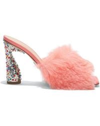Paul Andrew - 95Mm Arc Fluffy Embellished-Heel Sandals - Lyst