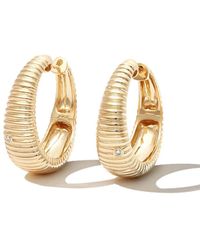 Yvonne Léon - 9kt Yellow Gold Diamond Hoop Earrings - Lyst